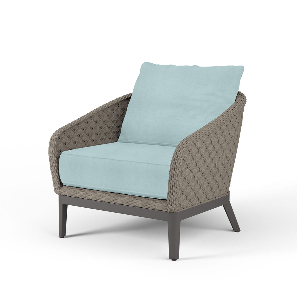 Olefin Rope Club Chair, Charcoal/Sky Blue