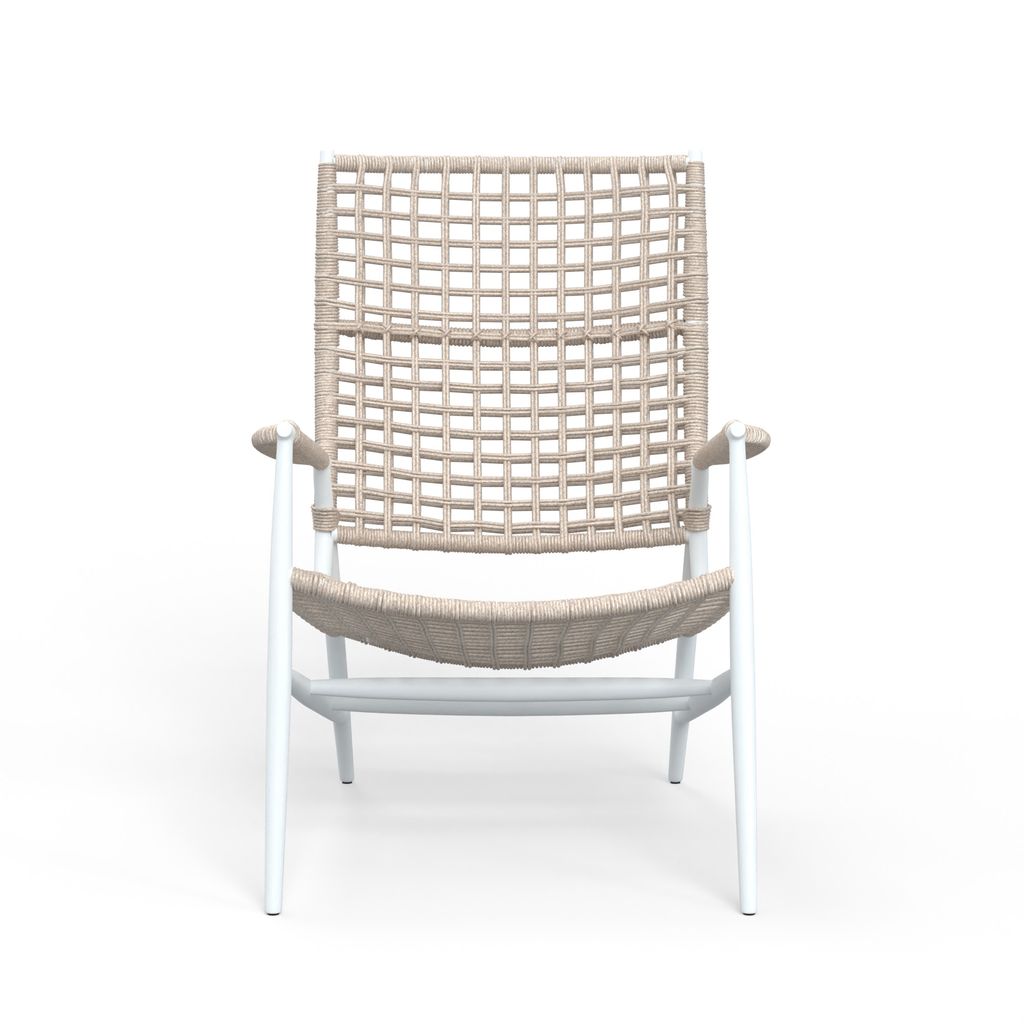 Highback Accent Chair, Aluminum/Olefin Rope, White/Tan