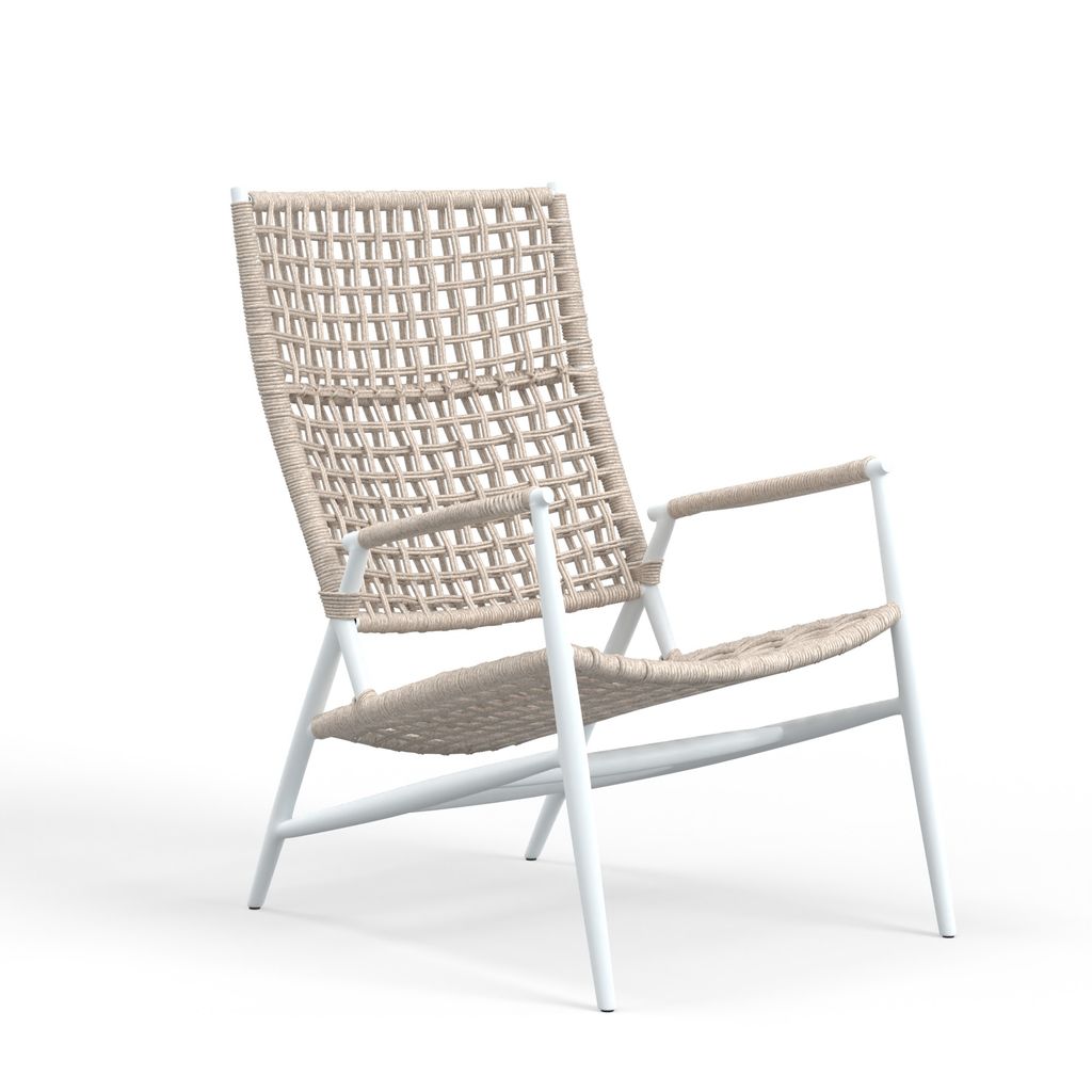Preview image for Highback Accent Chair, Aluminum/Olefin Rope, White/Tan