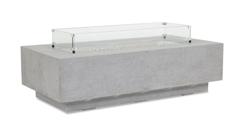 Preview image for Gray Stone Rectangular Fire Table W/Glass Surround