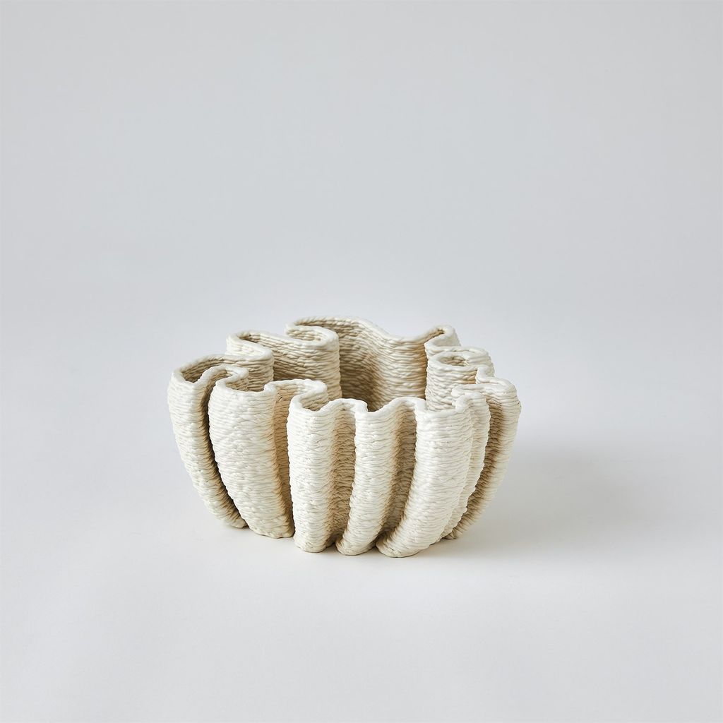 Ripple Printed Bowl, Matte White