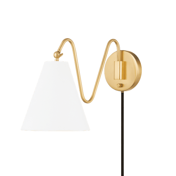 Onda 1 Light Plug-In Sconce, Aged Brass