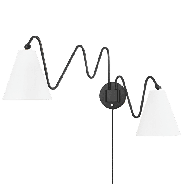 Onda 2 Light Plug-In Sconce, Soft Black