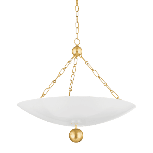 3 Light Pendant, Vintage Gold Leaf/Soft White
