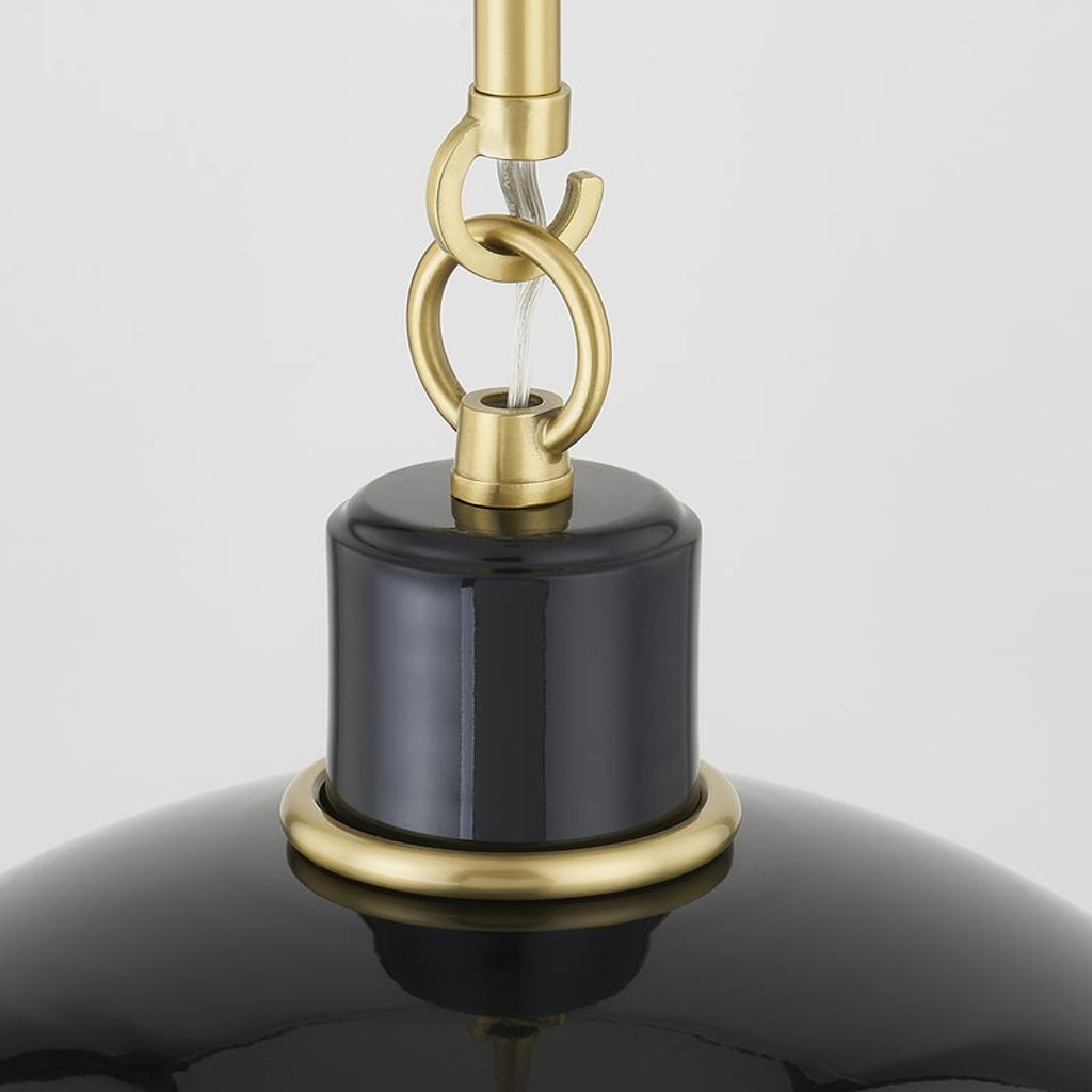 Camille Pendant 13" X 9.25", Aged Brass And Glossy Black
