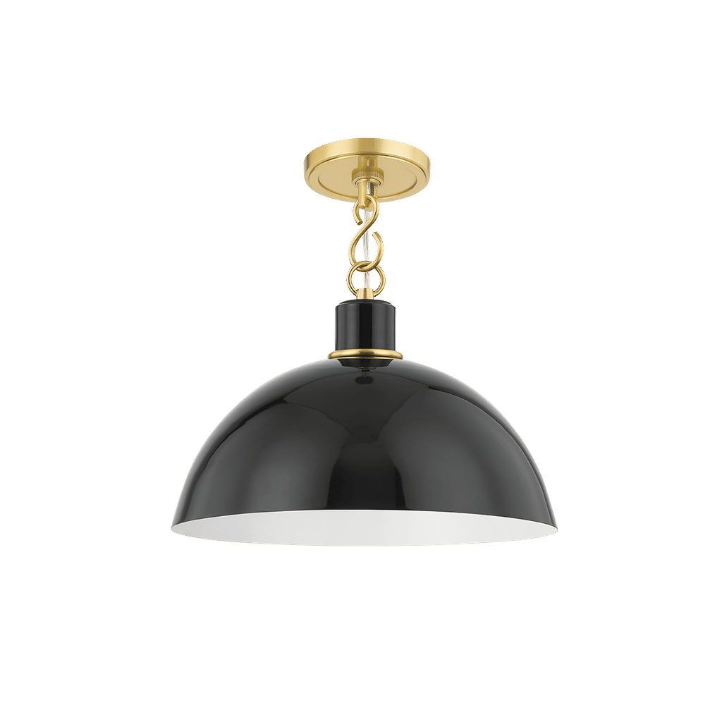 Camille Pendant 13" X 9.25", Aged Brass And Glossy Black