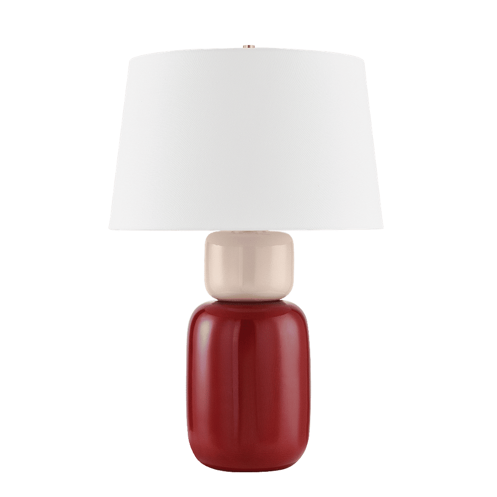 Batya Table Lamp 16.5" X 24", Aged Brass And Bordeaux Blush