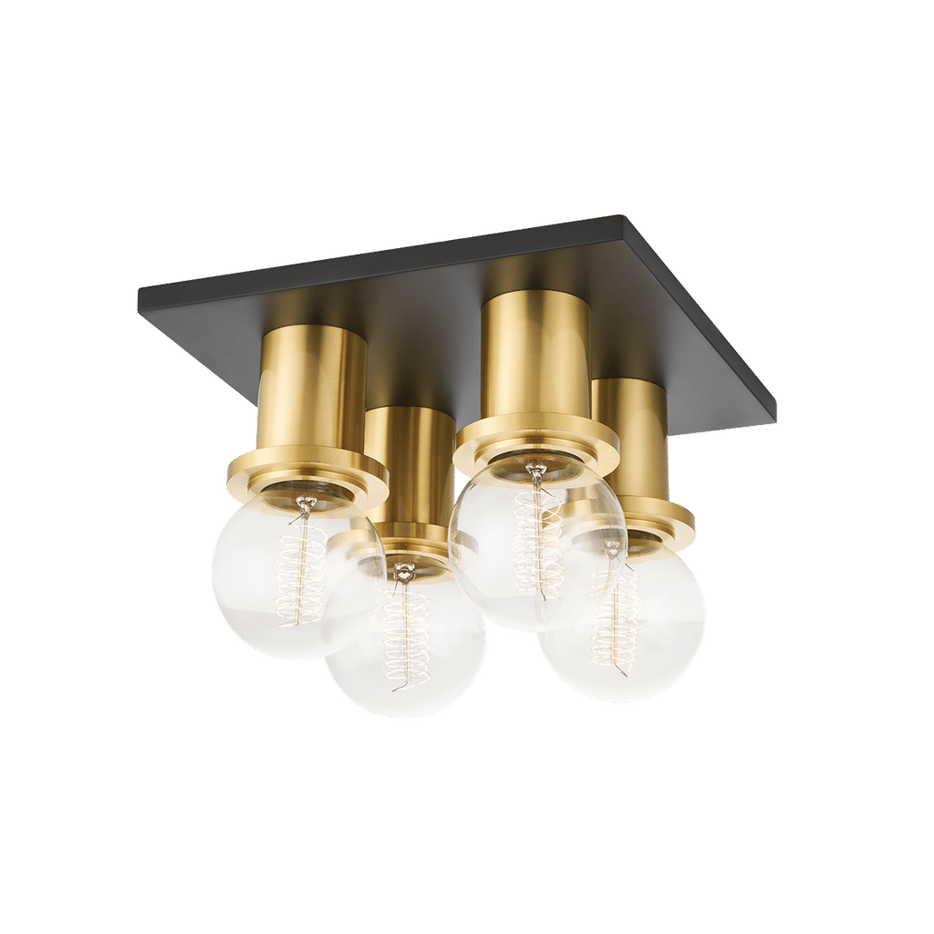 Brandi Flush Mount 9.25" X 6", Aged Brass And Soft Black