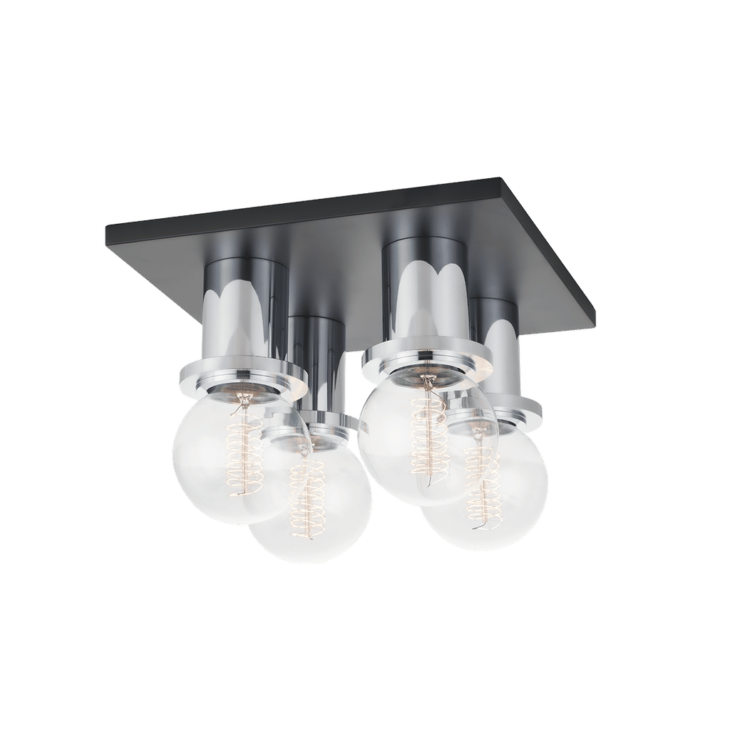 Brandi Flush Mount 9.25" X 6", Polished Chrome And Soft Black