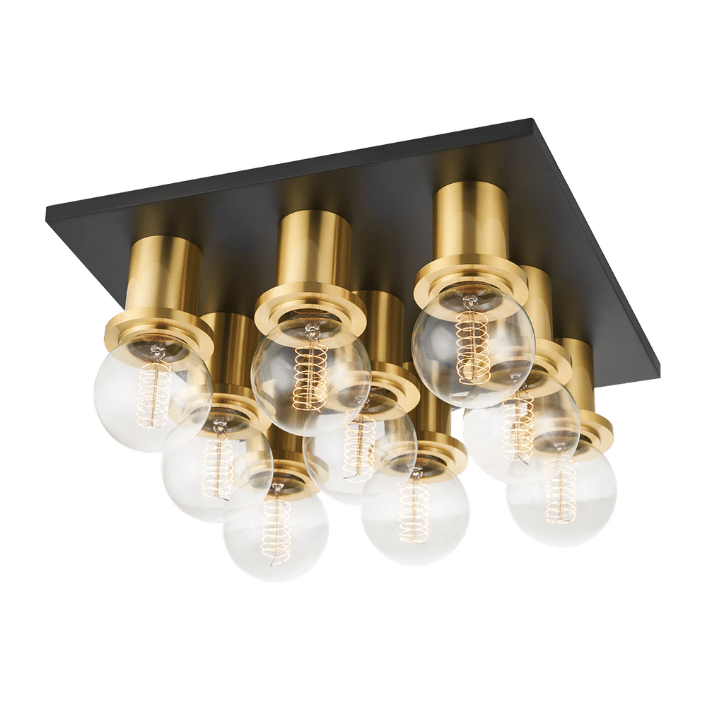 Brandi Flush Mount 13.75" X 6", Aged Brass And Soft Black