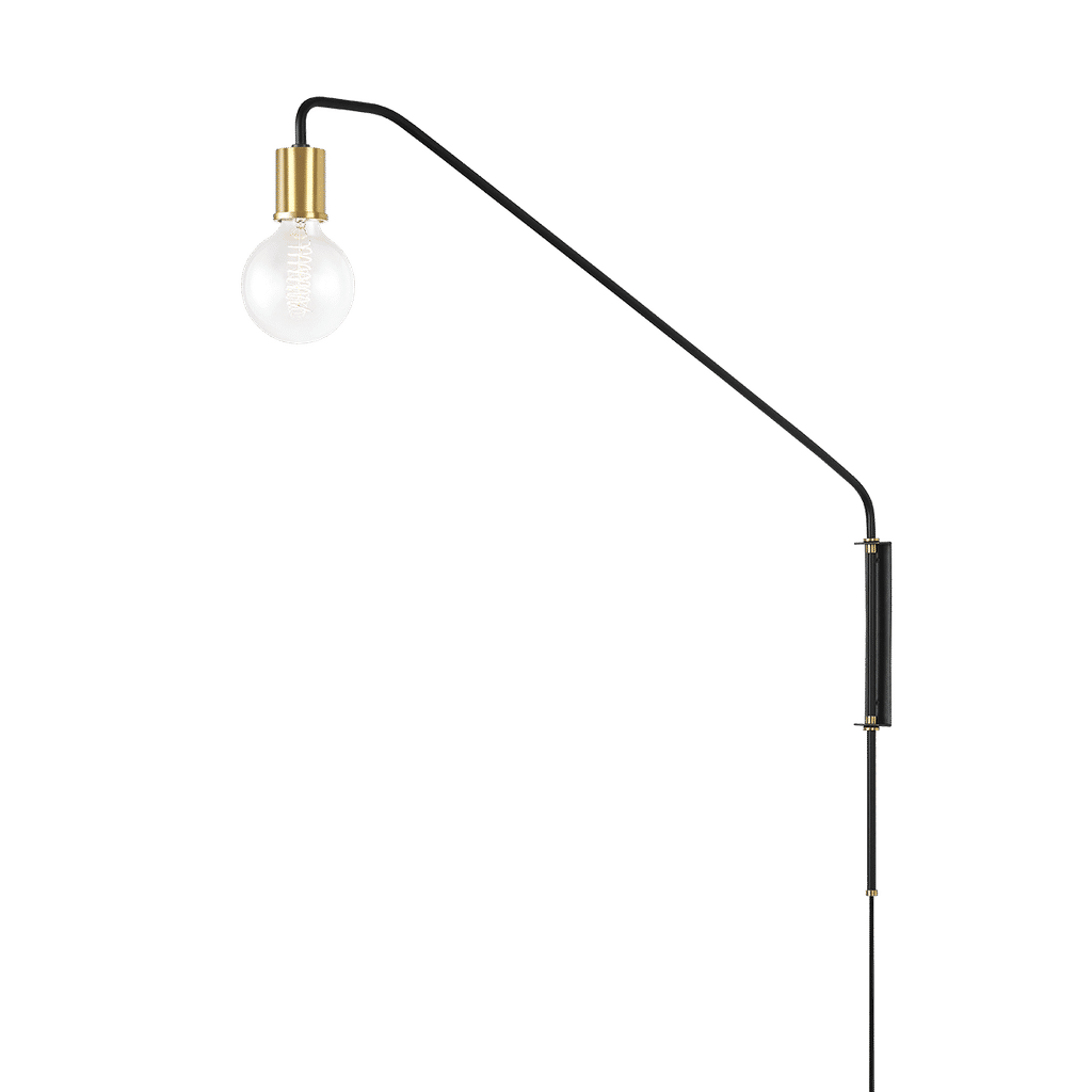 Becca Plug-In Sconce 5" X 38.5", Aged Brass And Soft Black