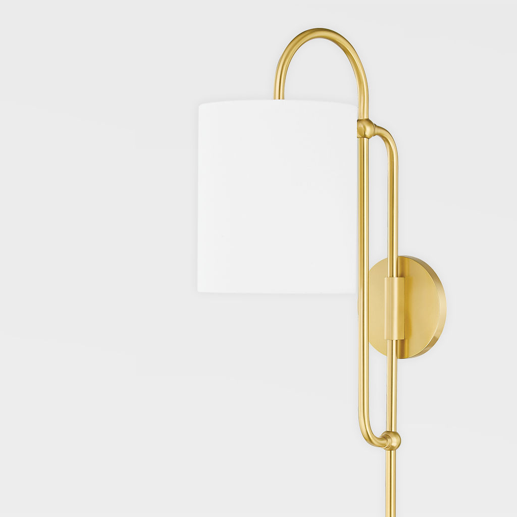 Caroline Plug-In Sconce 6.5" X 26.75", Aged Brass
