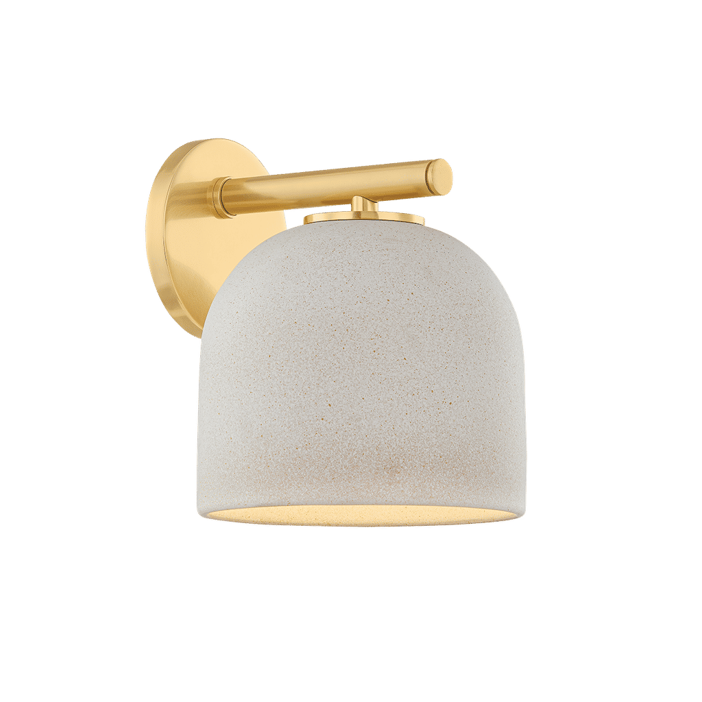 Cara Wall Sconce 7" X 9", Aged Brass And Cream Pebble