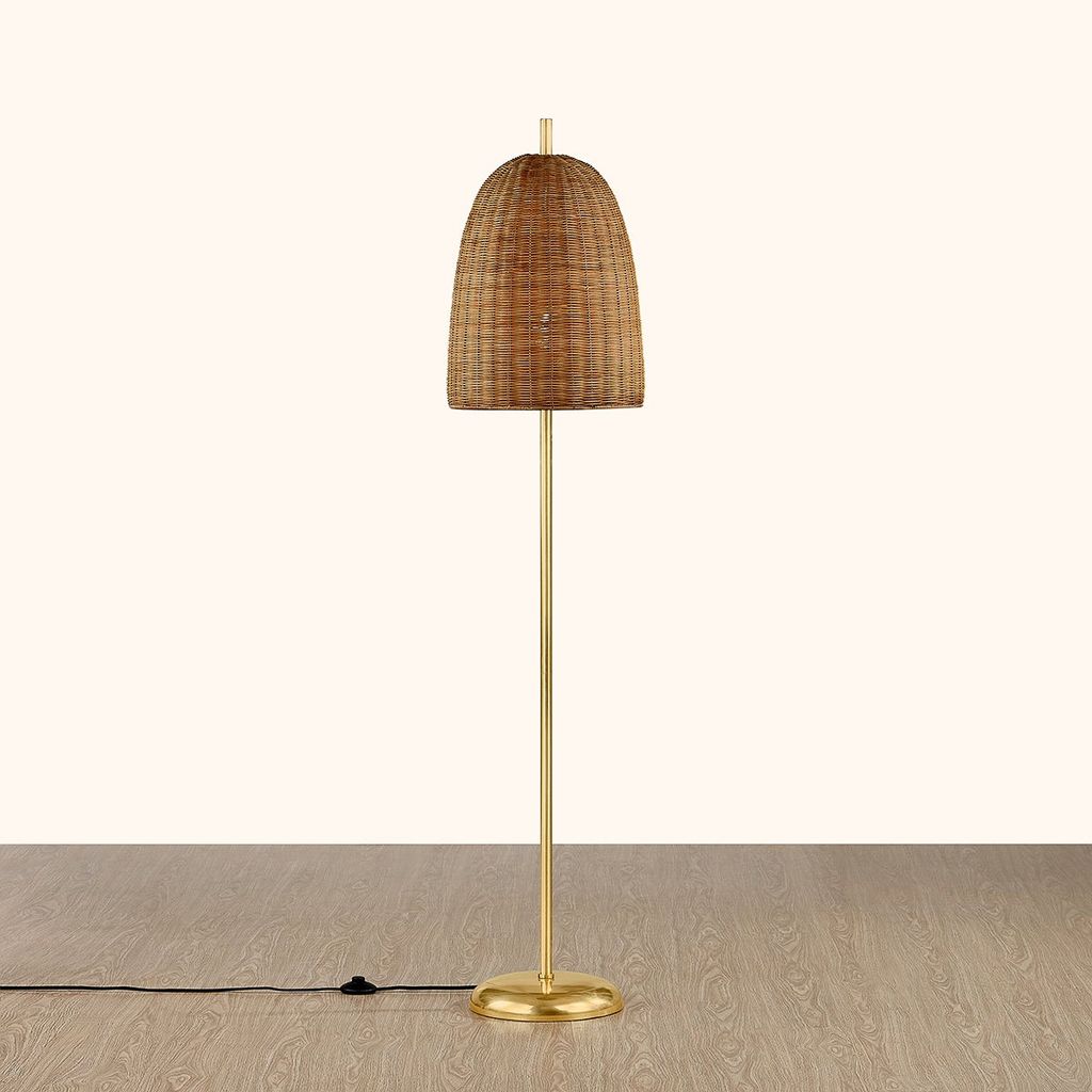 Beatrice Floor Lamp 14" X 64", Aged Brass