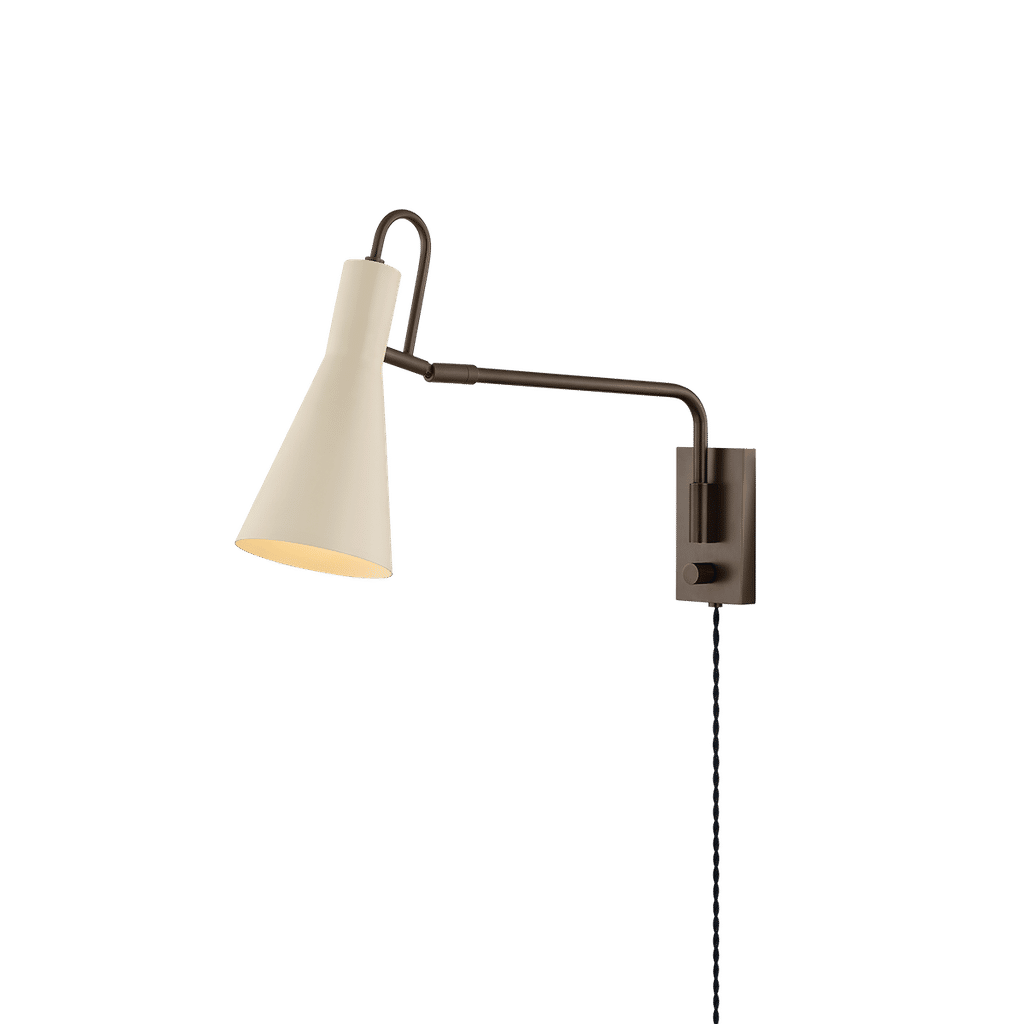 Yvette Wall Sconce 4.75" X 12.5", Bronze And Soft Bisque