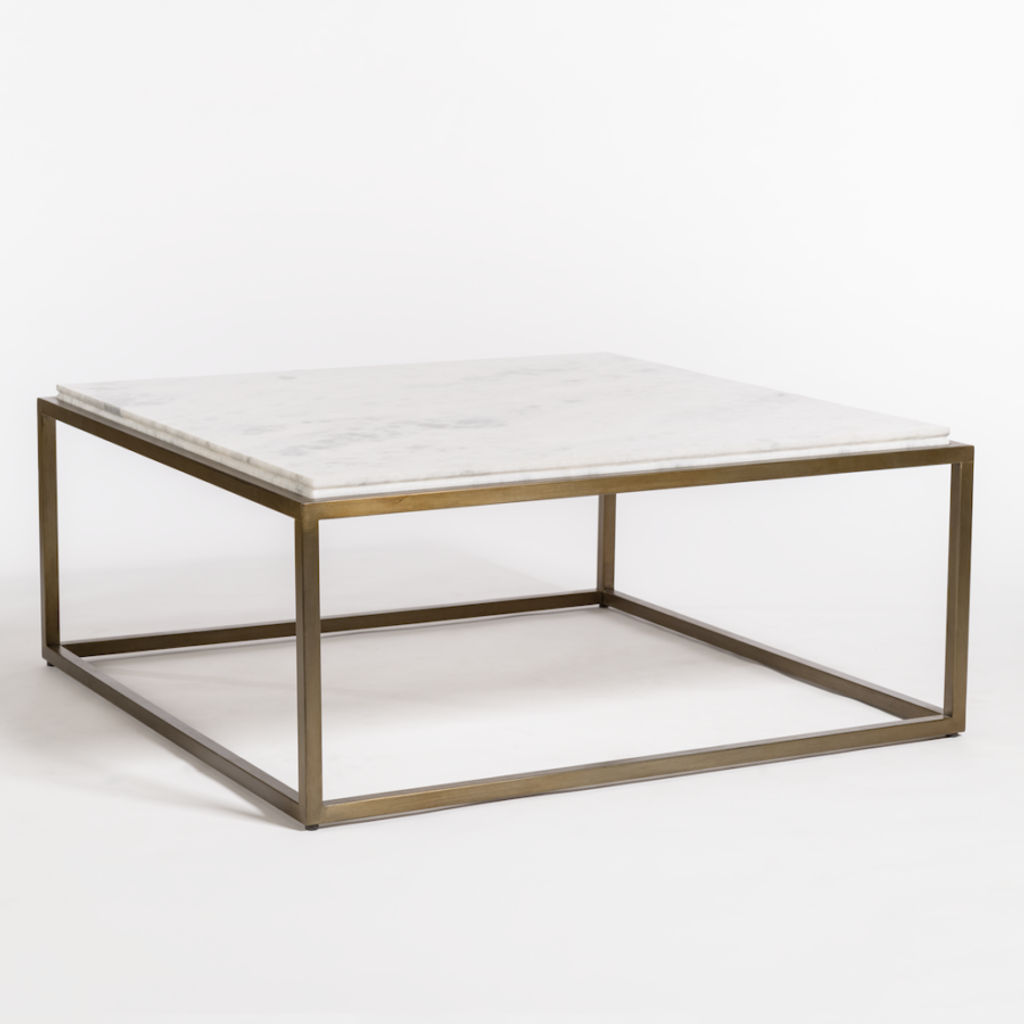 Preview image for Beckett Coffee Table In Cloud Marble And Antique Brass