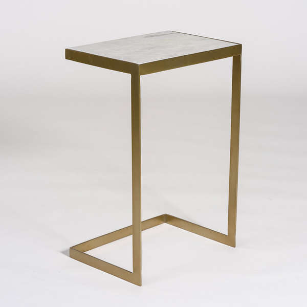 C Table Marble Top + Antique Brass Base