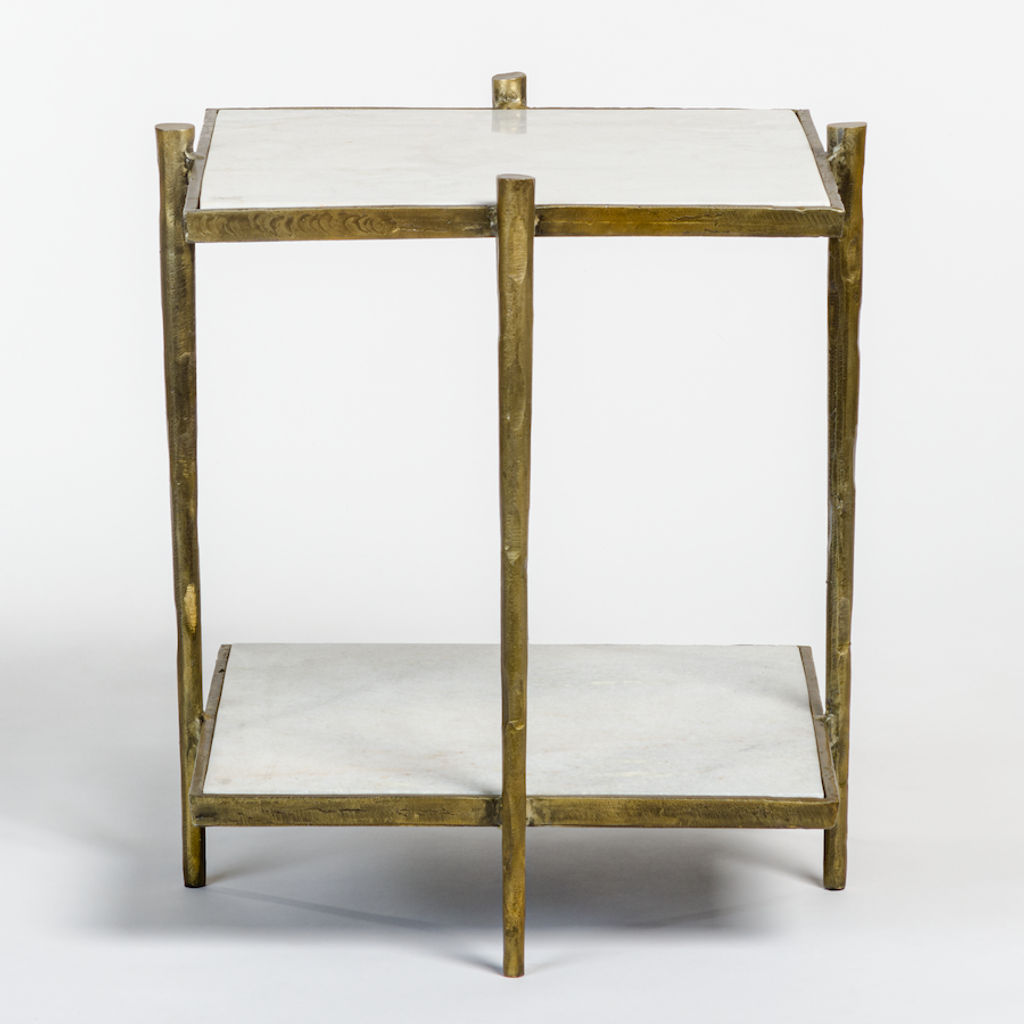 Preview image for Ren End Table In Cloud Marble And Refined Brass