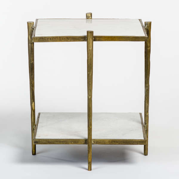 Ren End Table In Cloud Marble And Refined Brass