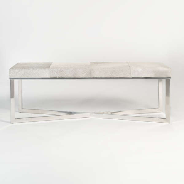 Scottsdale Bench In Frosted Hide And Polished Chrome