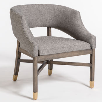 Wyatt Dining Chair In Modern Tweed And Distressed Beechwood