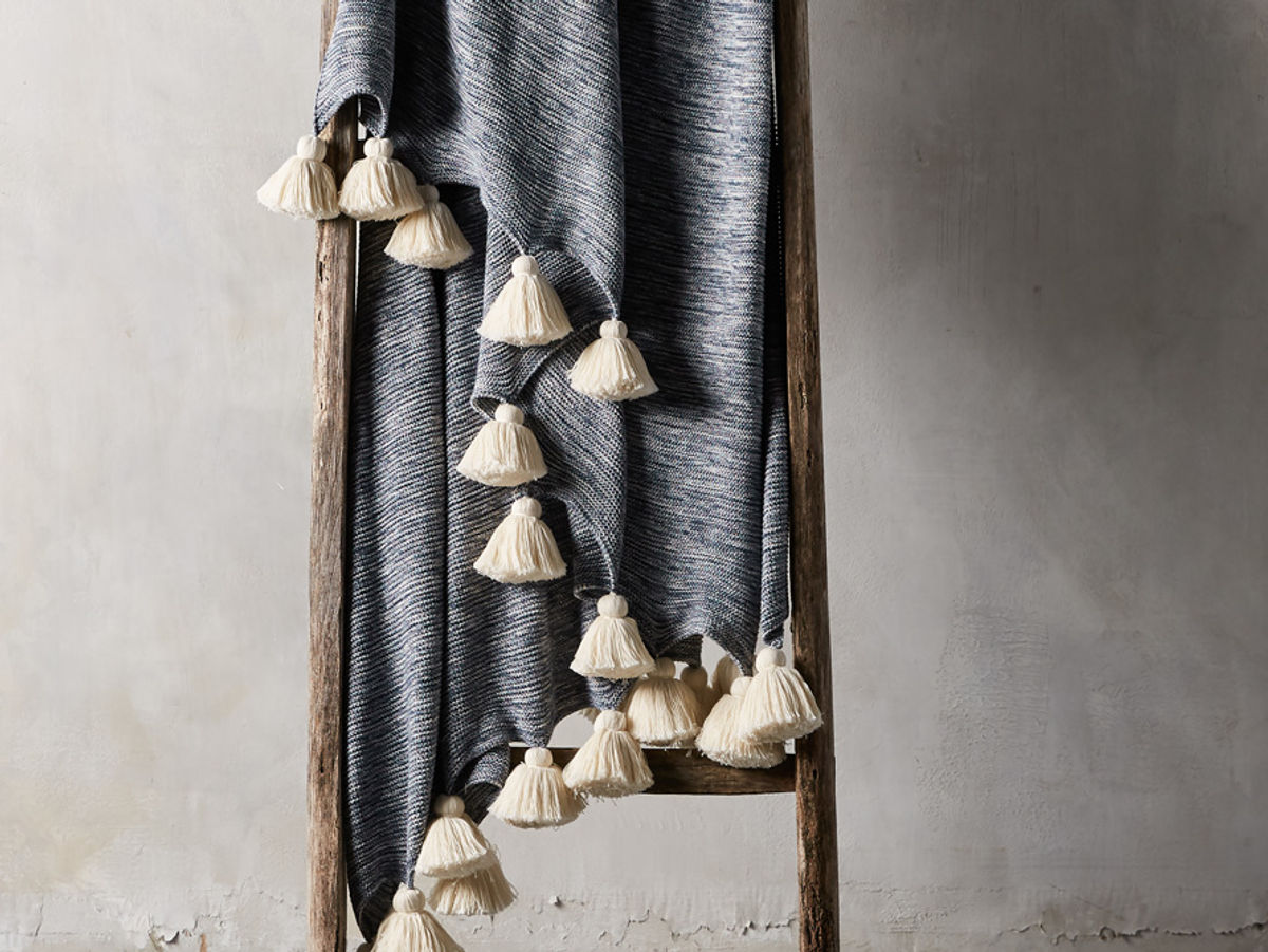Marled Navy Knit 50" Throw