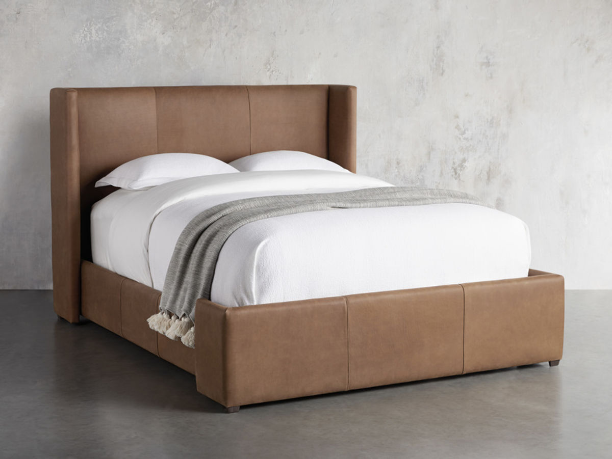 Wyller Leather 52" King Bed In Lukas Pecan