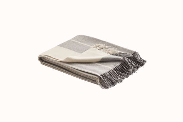 Woven Striped Throw Grey