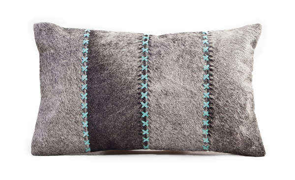Cushion Cowhide Giselle 12X20" Seamist