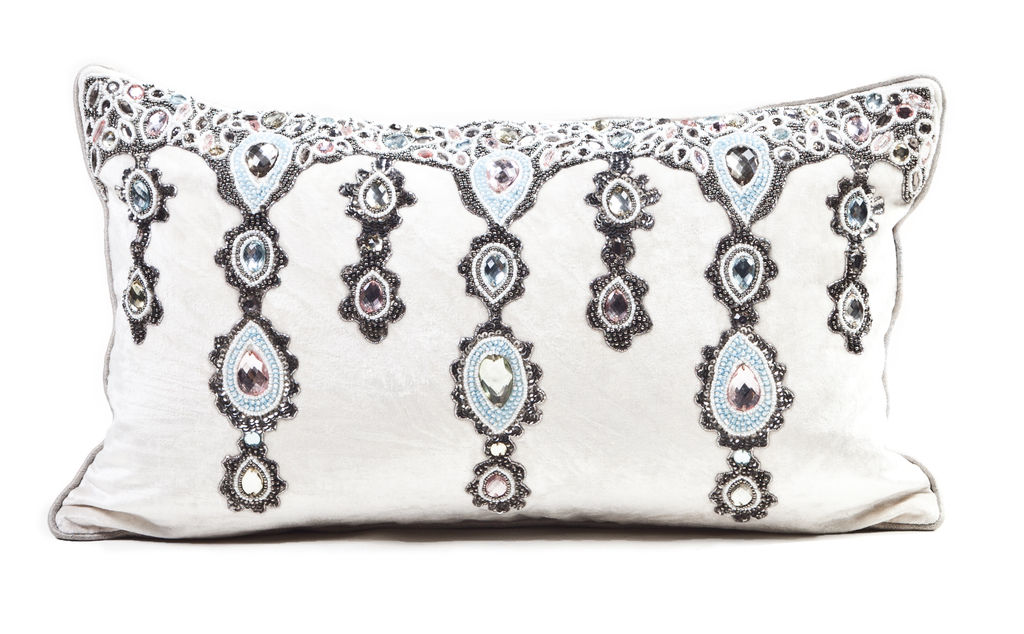 Cushion Velvet Cowhide Anila 12X20" Pink & Blue
