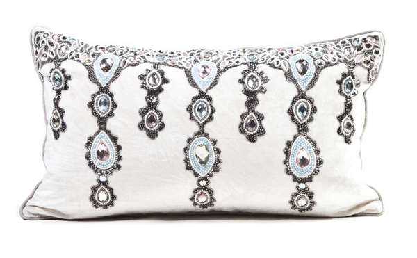 Cushion Velvet Cowhide Anila 12X20" Pink & Blue