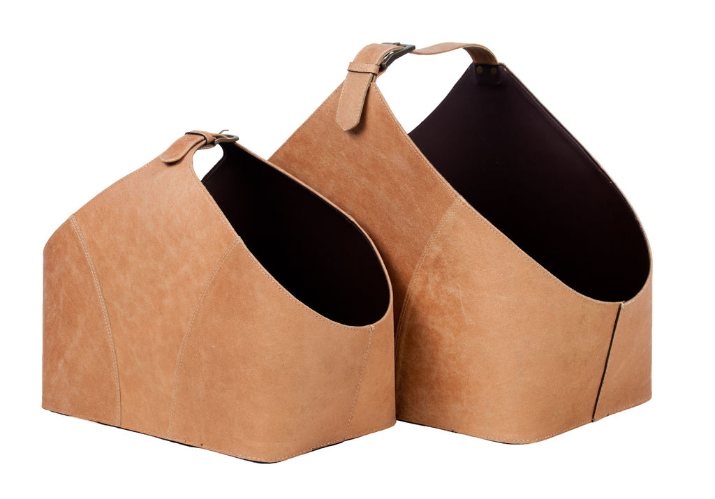 Preview image for Vintage Copper Leather Basket Set