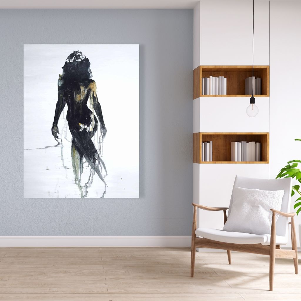 Abstract Back View Of A Woman Silhouette 36 X 48, Stretched Canvas Unframed