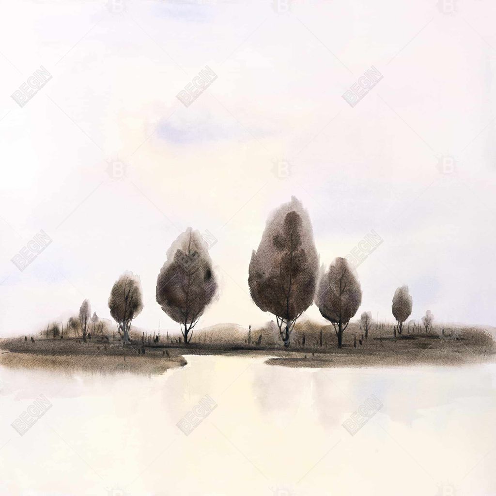 Abstract Landscape Of Trees 39.5 X 59.5, Triptych 3-Piece Stretched Canvas