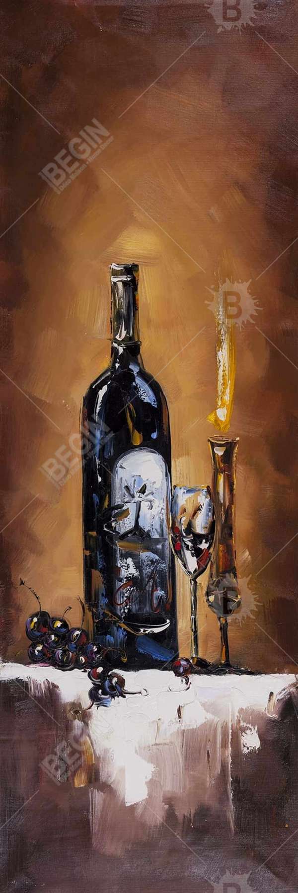 Candlelit Wine 24 X 48, Stretched Canvas Unframed