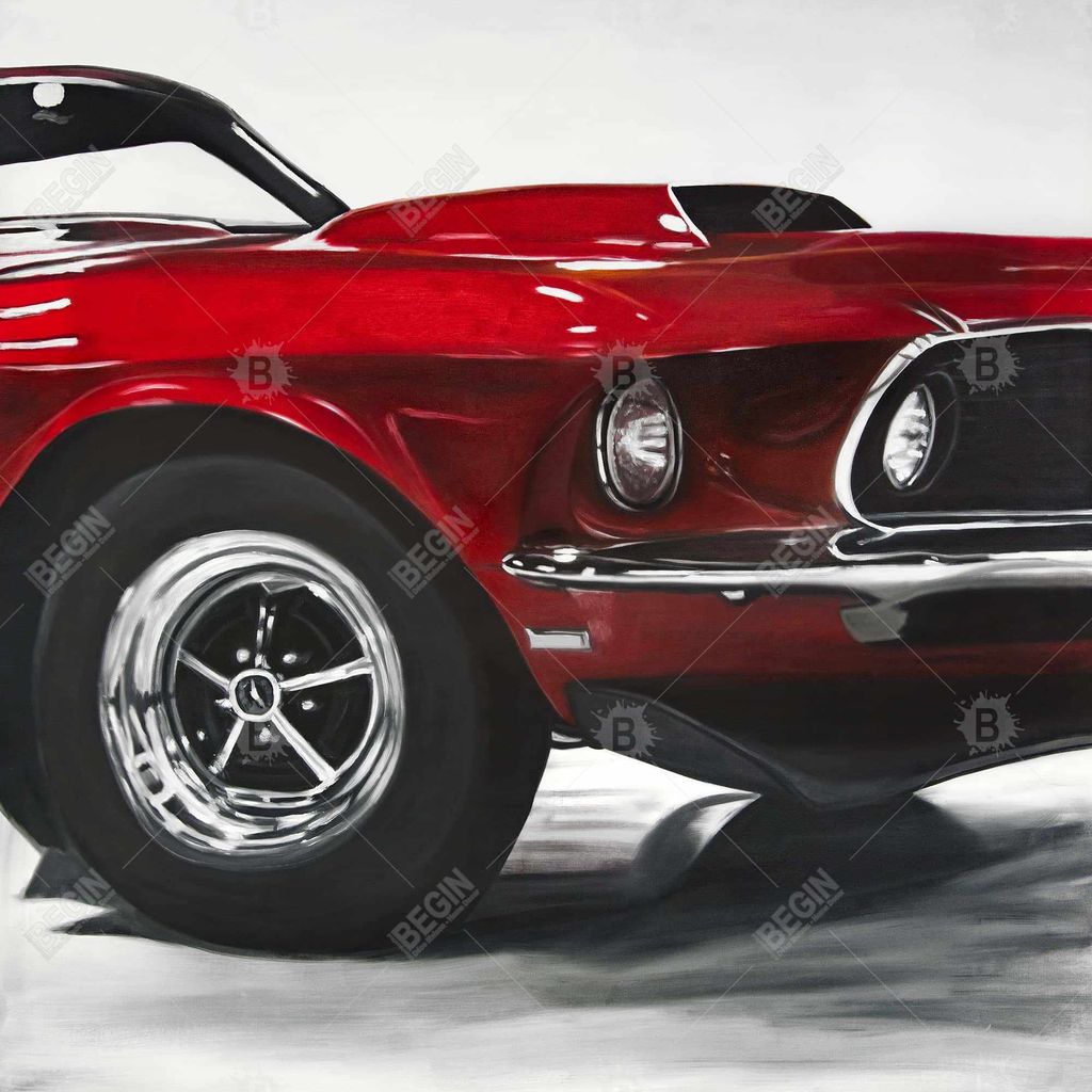Preview image for Classic Red Car 36 X 36, Stretched Canvas Unframed