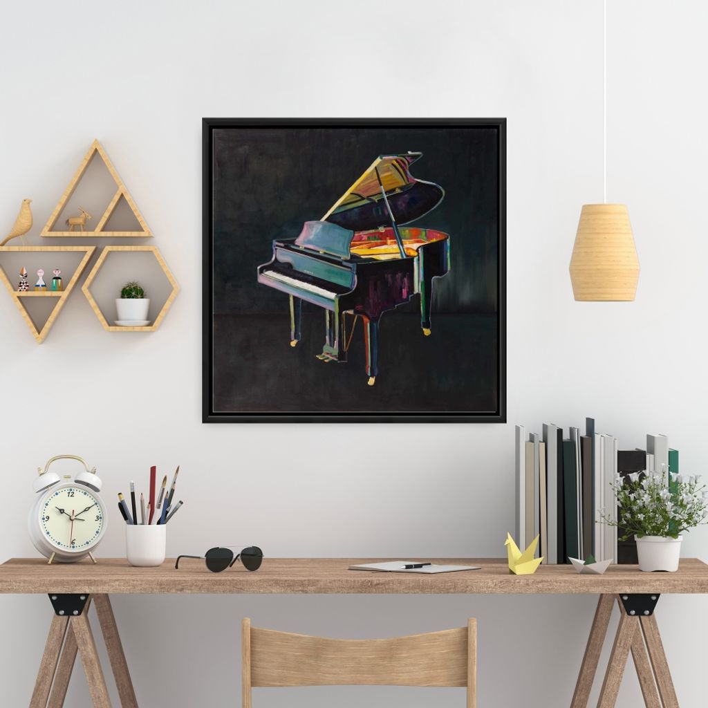 Colorful Realistic Piano 25.26 X 25.26, Framed Stretched Canvas