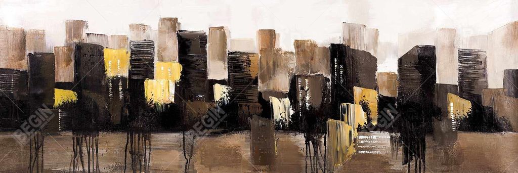 Earthy Tones Abstract Cityscape 21.26 X 61.26, Framed Stretched Canvas