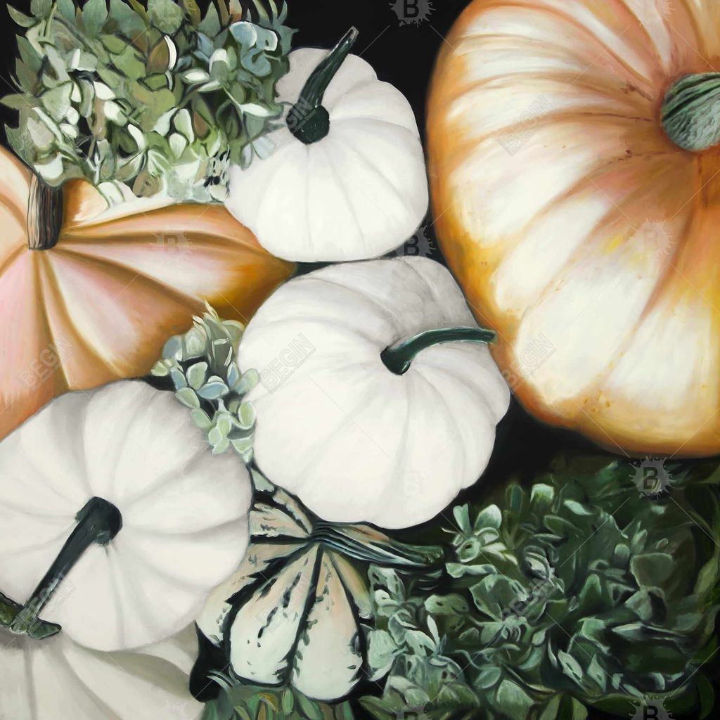 Fall Pumpkins 23.5 X 35.5, Triptych 3-Piece Stretched Canvas