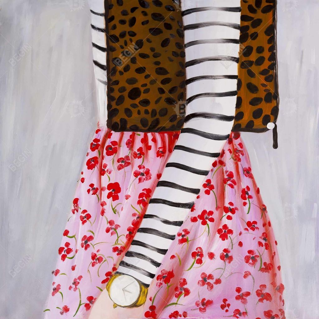 Preview image for Fashionable Woman With A Leopard Bag 25.26 X 25.26, Framed Stretched Canvas