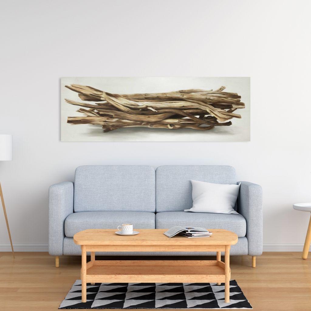 Floated Wood Left By The Sea 16 X 48, Stretched Canvas Unframed
