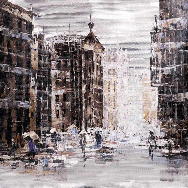 Industrial Abstract City 25.26 X 37.26, Framed Stretched Canvas