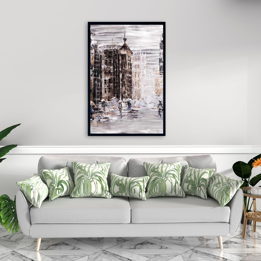 Industrial Abstract City 25.26 X 37.26, Framed Stretched Canvas