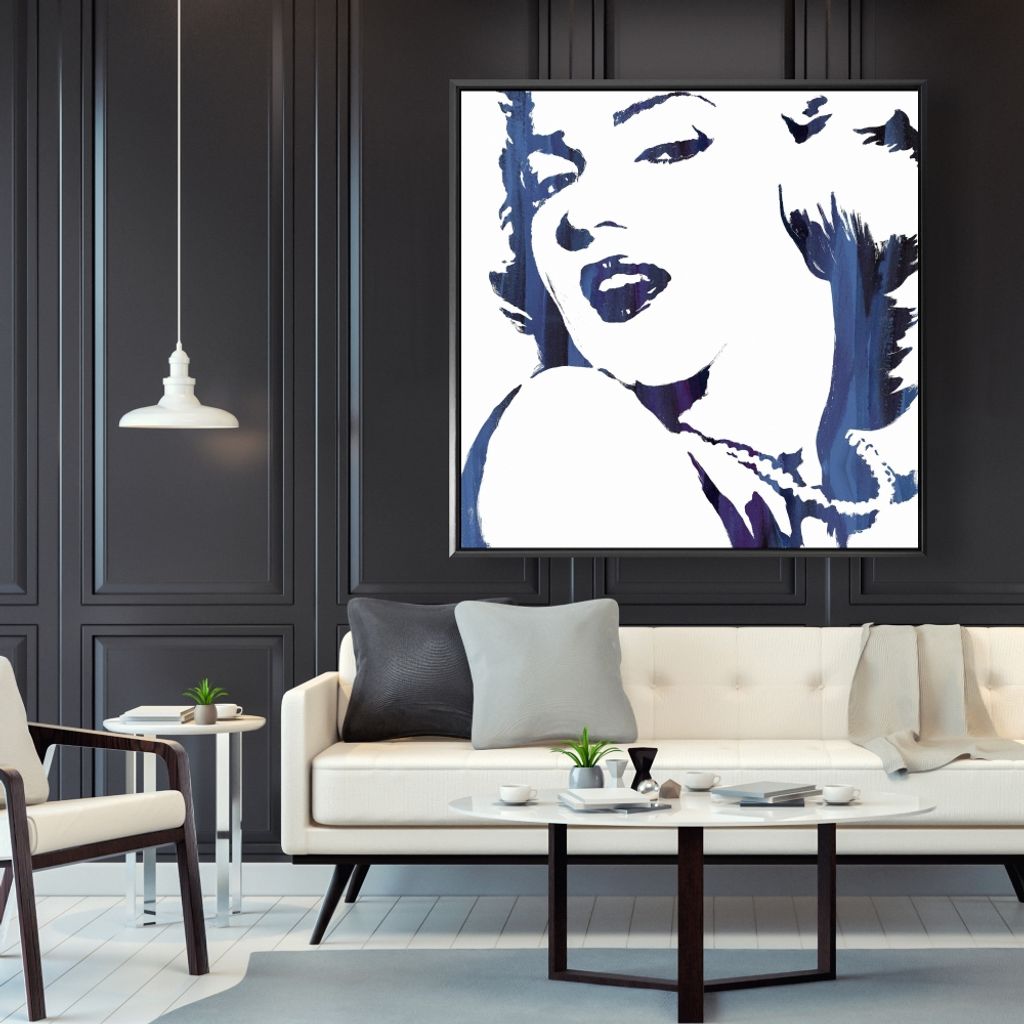 Marilyn Monroe In Blue 49 X 49, Framed Stretched Canvas