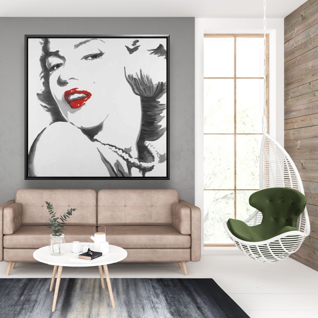 Marilyn Monroe Outline Style 49 X 49, Framed Stretched Canvas