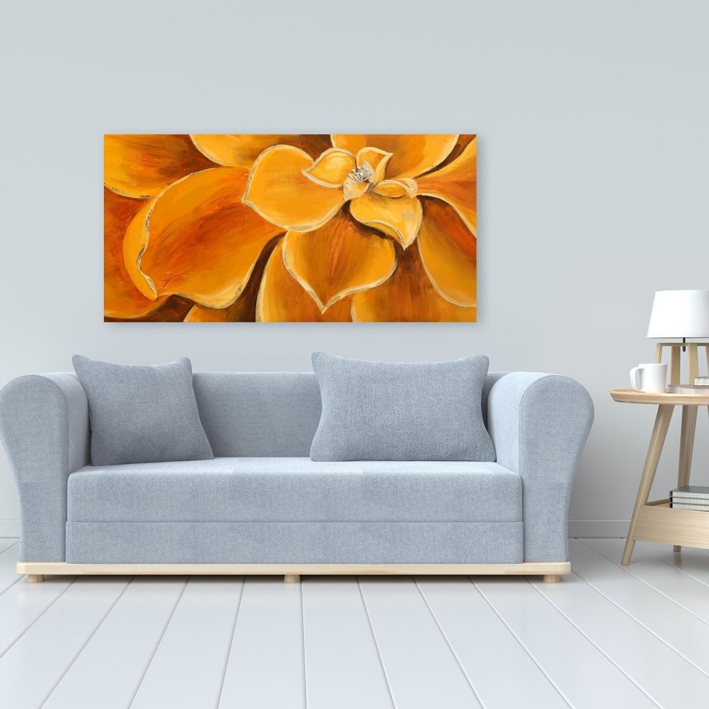 Orange Flower Closeup 24 X 48, Stretched Canvas Unframed