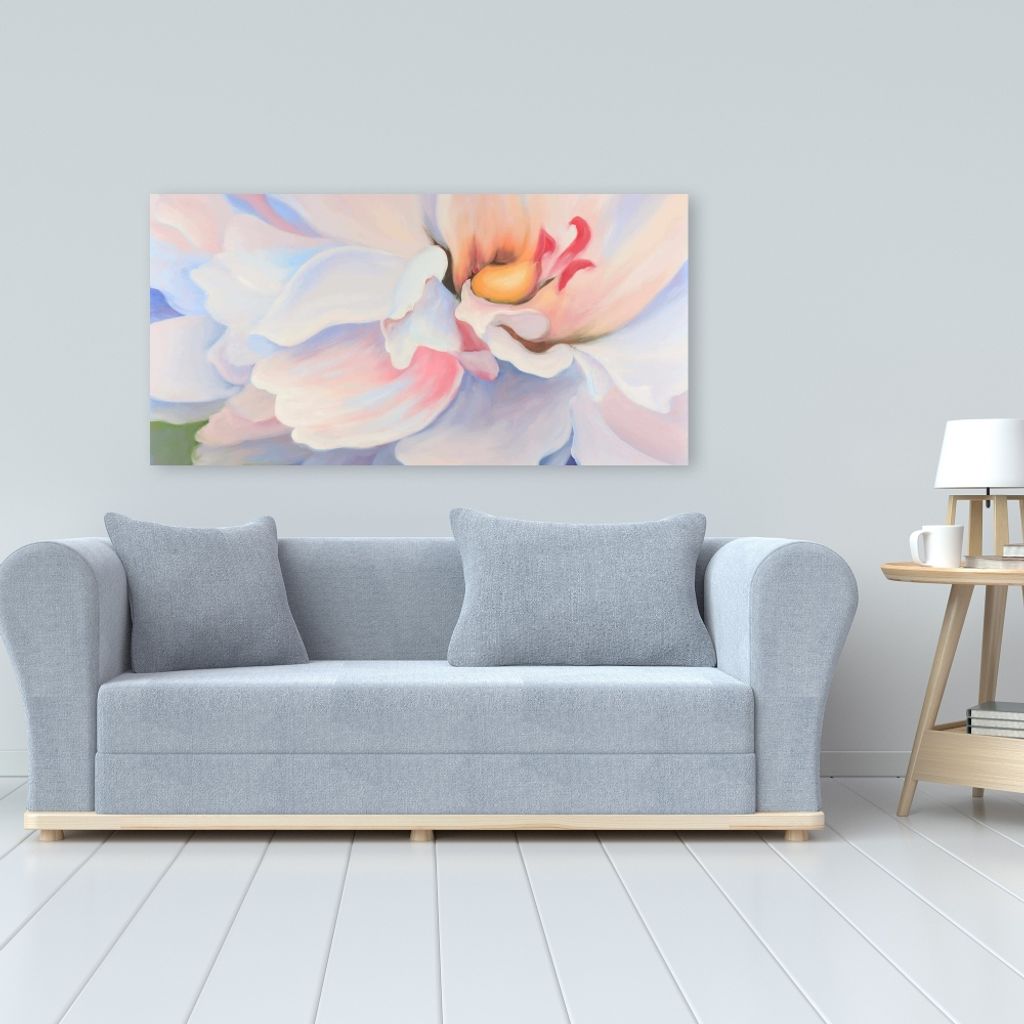 Pastel Colored Flower 24 X 48, Stretched Canvas Unframed