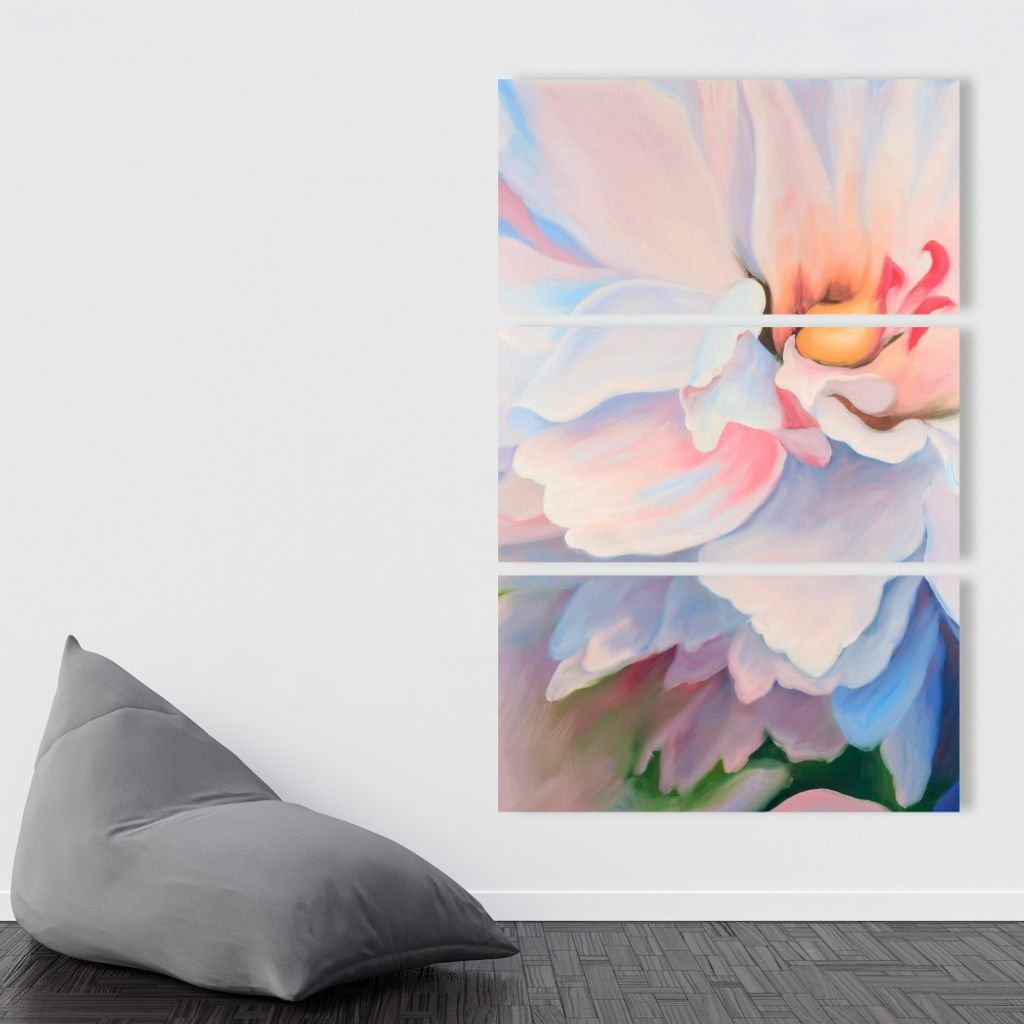 Pastel Colored Flower 39.5 X 59.5, Triptych 3-Piece Stretched Canvas