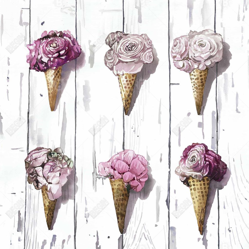 Girl's Bedroom Ice Cream Cones Artwork, 24 X 36, Unframed
