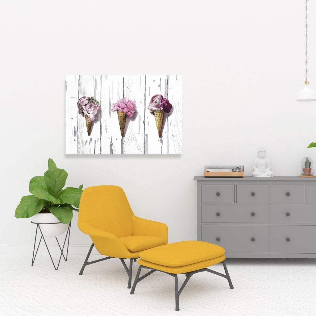 Girl's Bedroom Ice Cream Cones Artwork, 24 X 36, Unframed